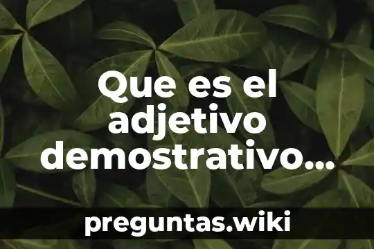 Que es el adjetivo demostrativo para niños