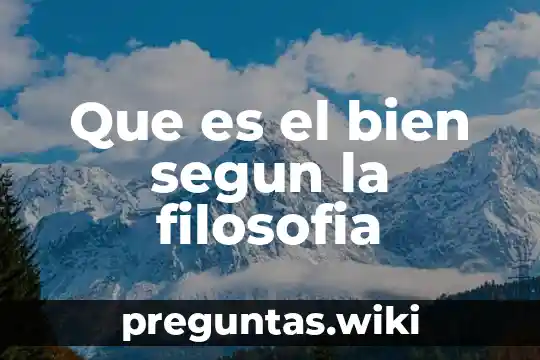 Que es el bien segun la filosofia