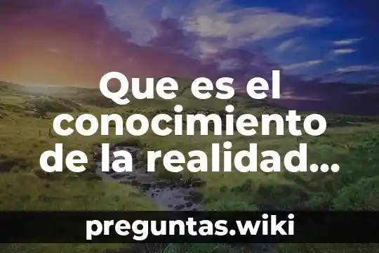 Que es el conocimiento de la realidad social