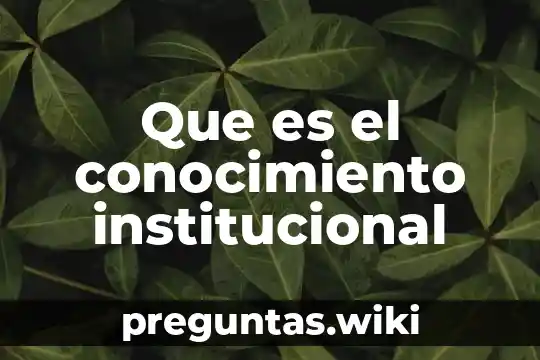 Que es el conocimiento institucional