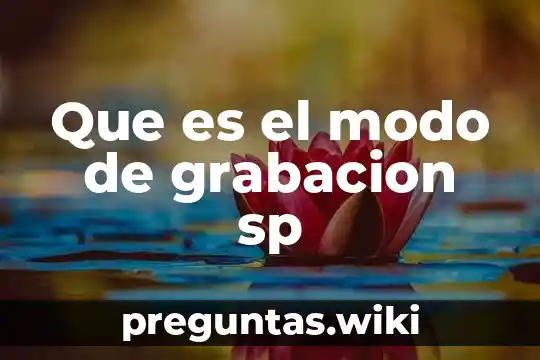 Que es el modo de grabacion sp
