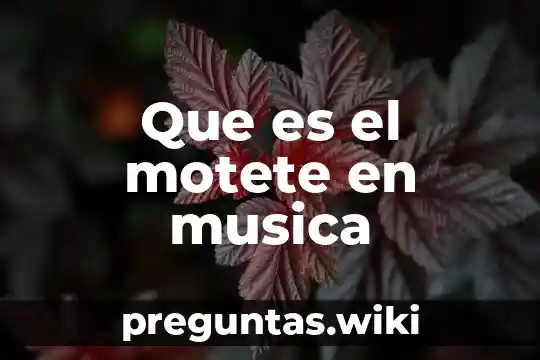 Que es el motete en musica