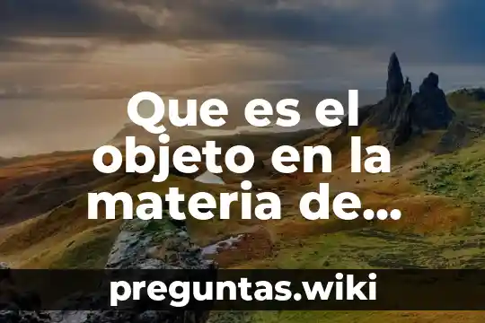 Que es el objeto en la materia de derecho