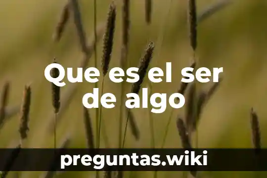 Que es el ser de algo
