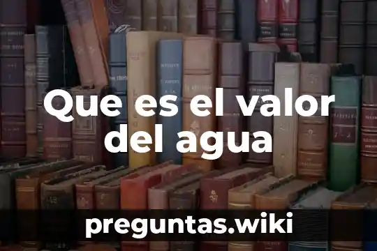 Que es el valor del agua