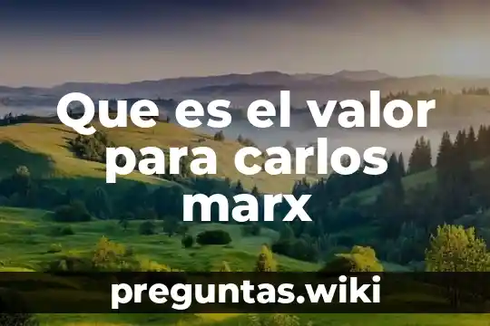 Que es el valor para carlos marx