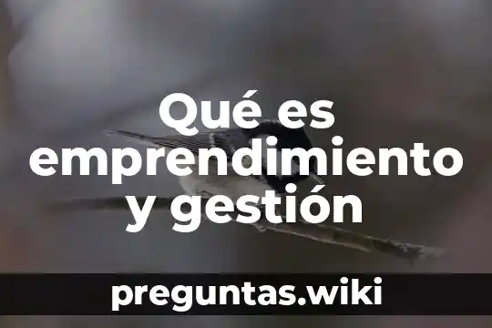 Qué es emprendimiento y gestión