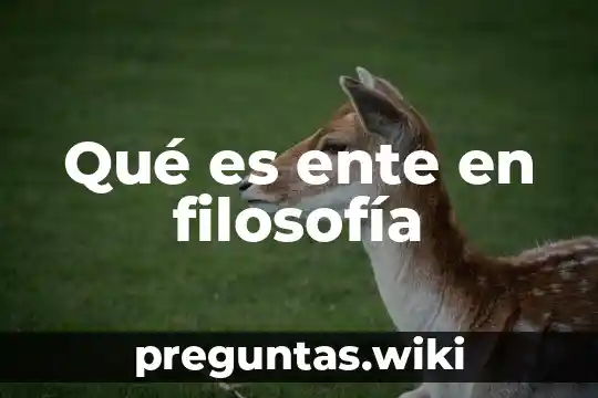 Qué es ente en filosofía