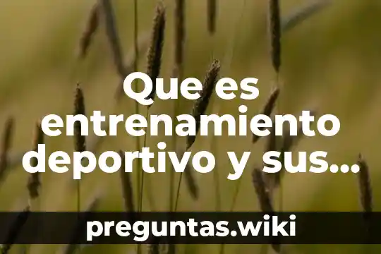 Que es entrenamiento deportivo y sus caracteristicas