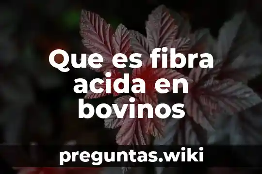 Que es fibra acida en bovinos