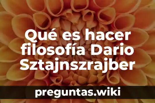 Qué es hacer filosofía Dario Sztajnszrajber