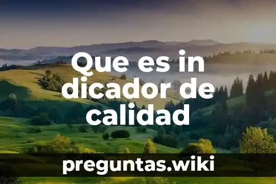 Que es in dicador de calidad