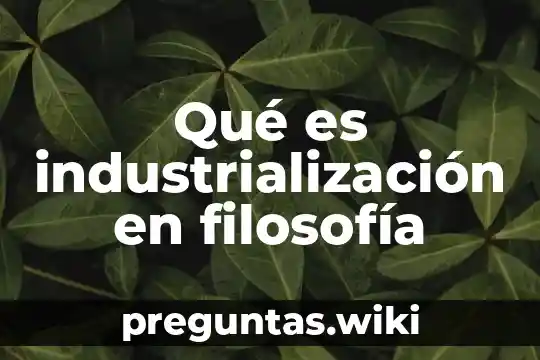 Qué es industrialización en filosofía