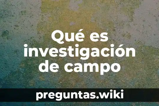 Qué es investigación de campo