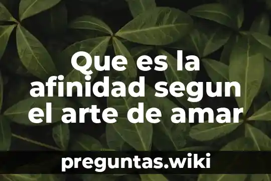 Que es la afinidad segun el arte de amar