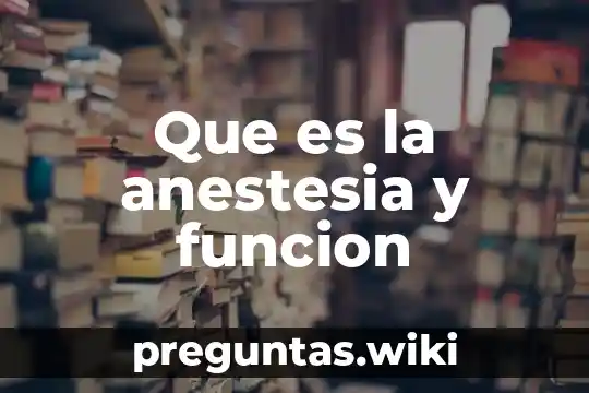 Que es la anestesia y funcion