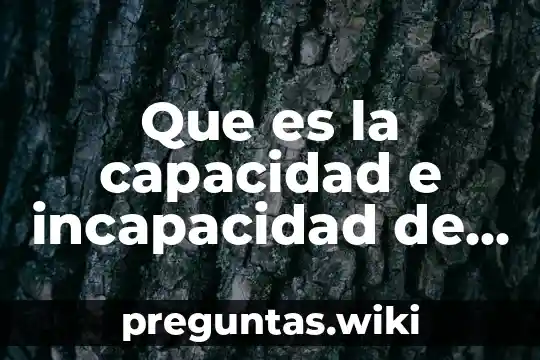 Que es la capacidad e incapacidad de las personas