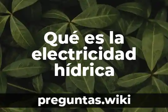 Qué es la electricidad hídrica