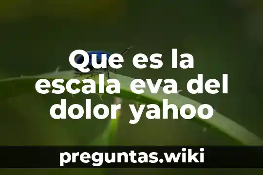 Que es la escala eva del dolor yahoo