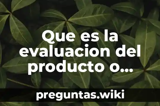 Que es la evaluacion del producto o servicio