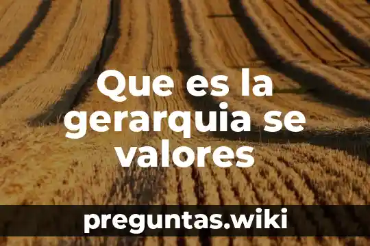 Que es la gerarquia se valores