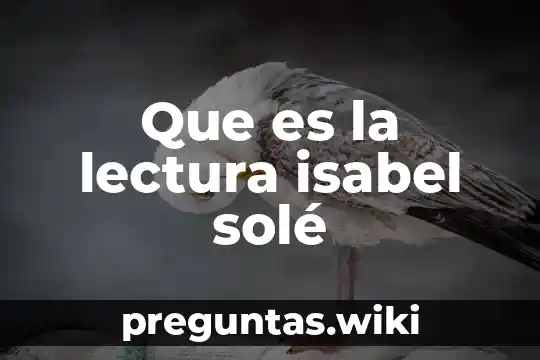 Que es la lectura isabel solé