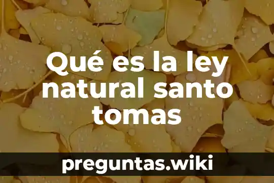 Qué es la ley natural santo tomas