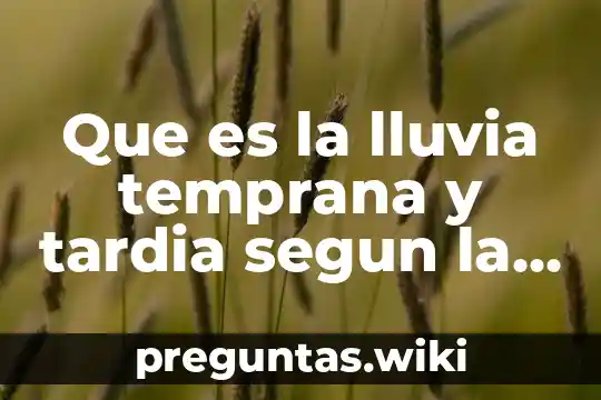 Que es la lluvia temprana y tardia segun la biblia