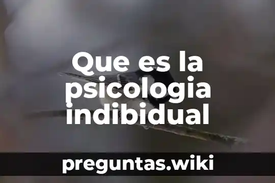 Que es la psicologia indibidual