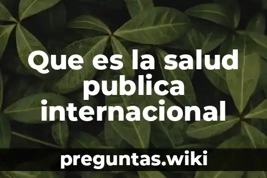 Que es la salud publica internacional