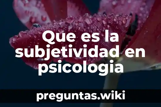 Que es la subjetividad en psicologia