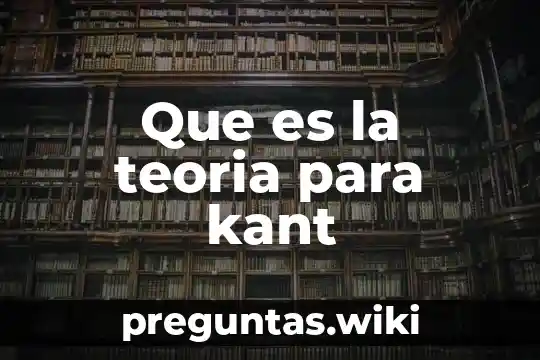 Que es la teoria para kant