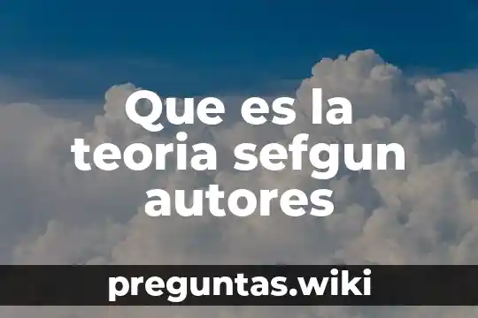 Que es la teoria sefgun autores