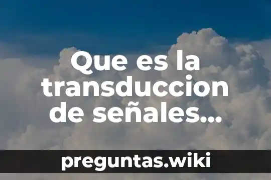 Que es la transduccion de señales yahoo