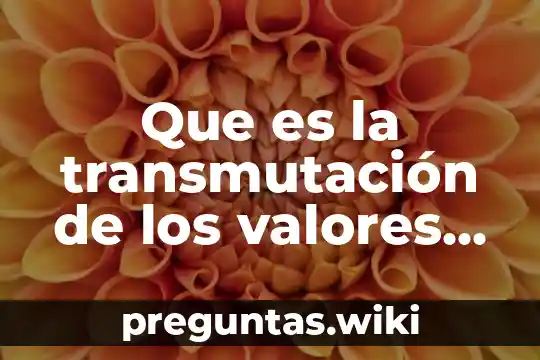 Que es la transmutación de los valores federico nietzsche