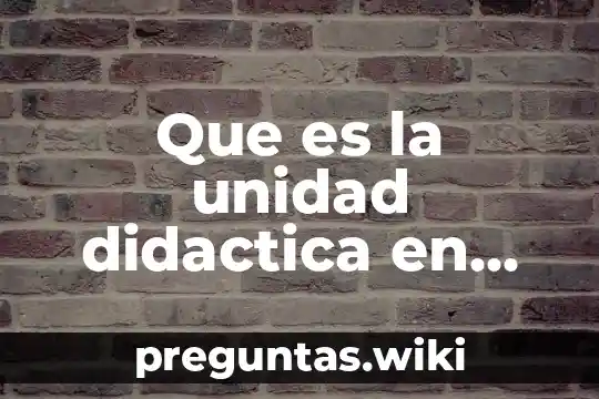 Que es la unidad didactica en preescolar