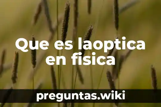 Que es laoptica en fisica