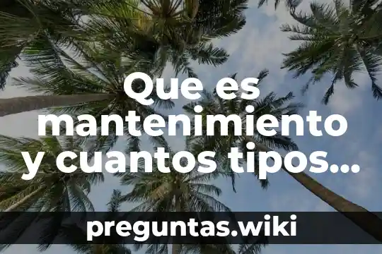 Que es mantenimiento y cuantos tipos hay