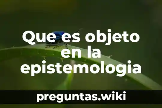 Que es objeto en la epistemologia