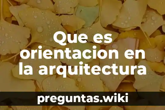 Que es orientacion en la arquitectura