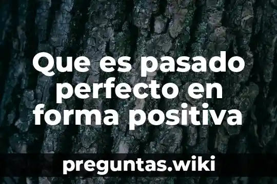 Que es pasado perfecto en forma positiva