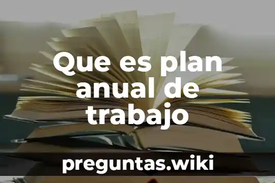 Que es plan anual de trabajo