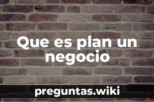 Que es plan un negocio