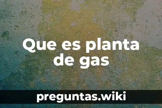 Que es planta de gas