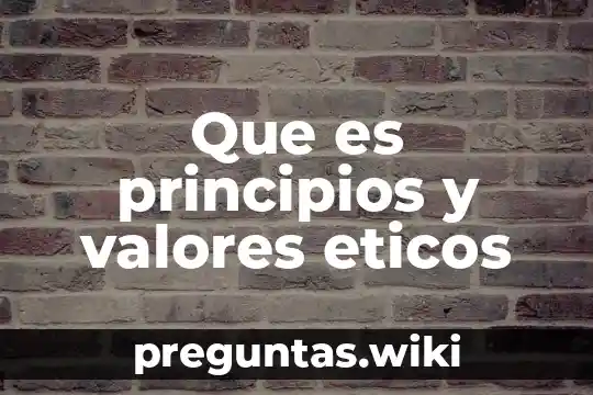Que es principios y valores eticos
