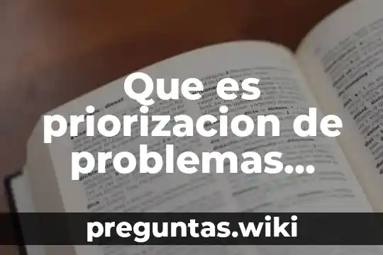 Que es priorizacion de problemas definicion
