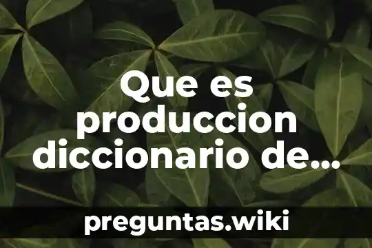 Que es produccion diccionario de economia