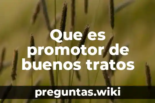 Que es promotor de buenos tratos