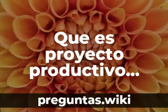 Que es proyecto productivo ejemplo