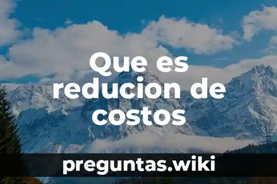 Que es reducion de costos